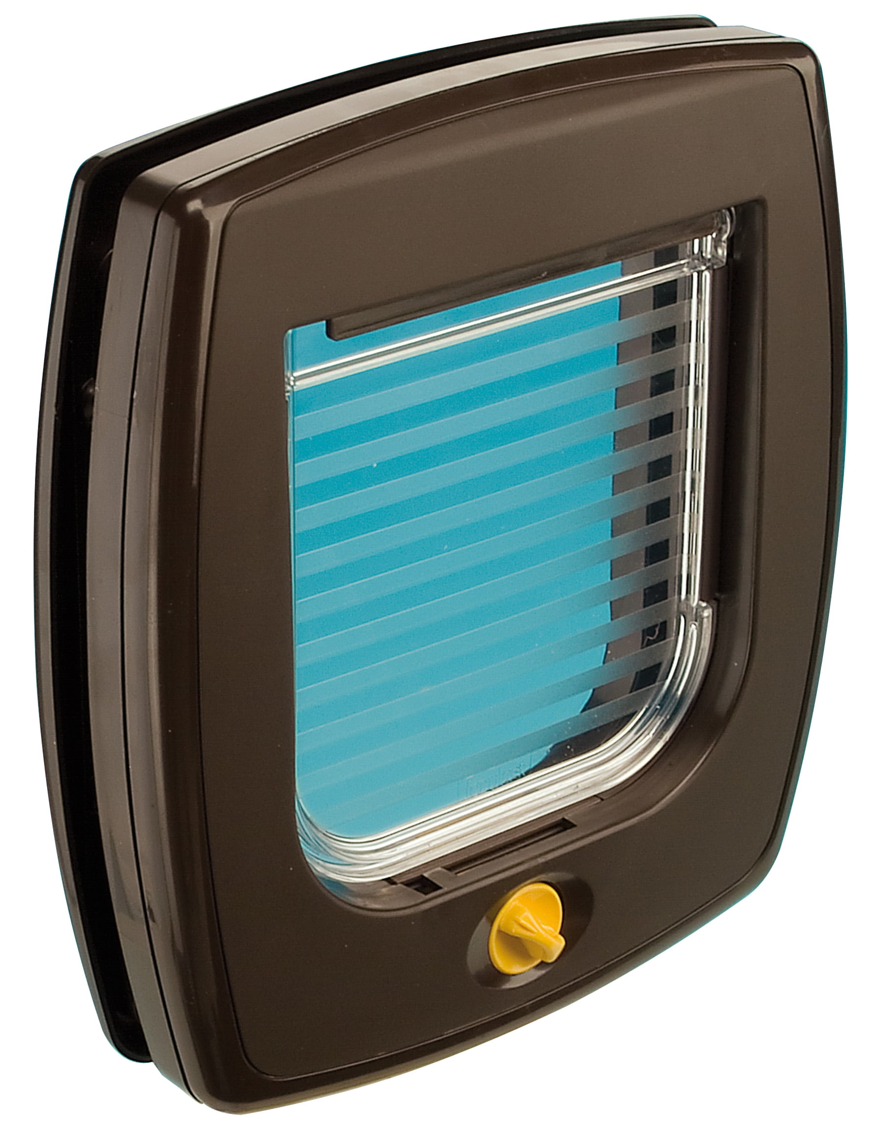 Ferplast 4-Way Locking Cat & Dog Door, Brown, Small with High-Impact Plastic Frame