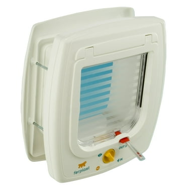 Ferplast 4-Way Locking Cat & Dog Plastic Door w/ Magnetic Key, White, Small