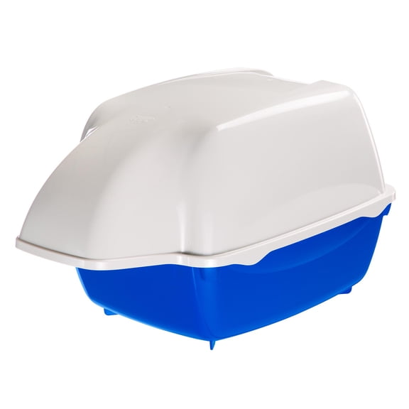 Ferplast Cosmic Outdoor Cat Litter Box - Waterproof Dog-Proof Cat Toilet with Tunnel Entry, High-Sided Base for Litter Containment, Easy-Clean Design, Durable Thermoplastic Resin in Blue