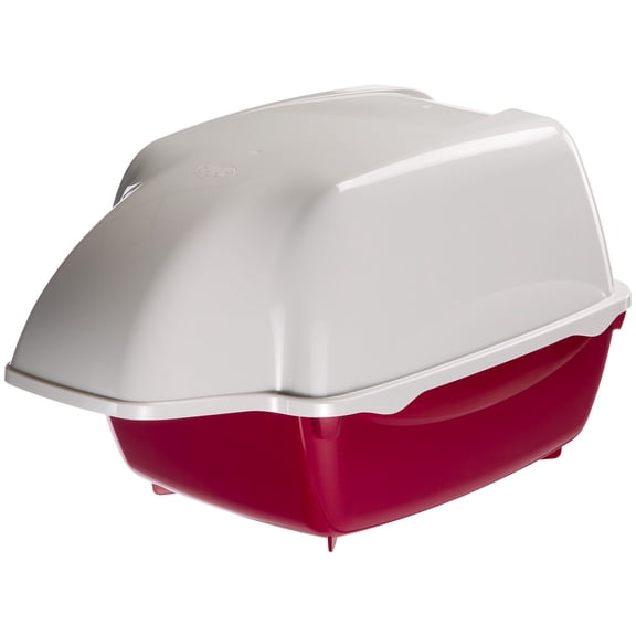 Ferplast Cosmic Outdoor Cat Litter Box - Waterproof Dog-Proof Cat Toilet with Tunnel Entry, High-Sided Base for Litter Containment, Easy-Clean Design, Durable Thermoplastic Resin in Red