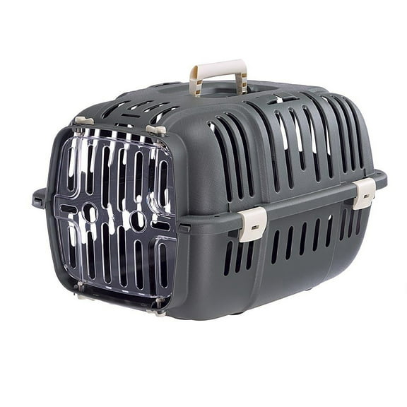 Ferplast Jet Pet Carrier: Value Dog Carrier Suitable for Toy Dog Breeds & Small Cats, 18.51L x 12.6W x 11.42H inches, Gray