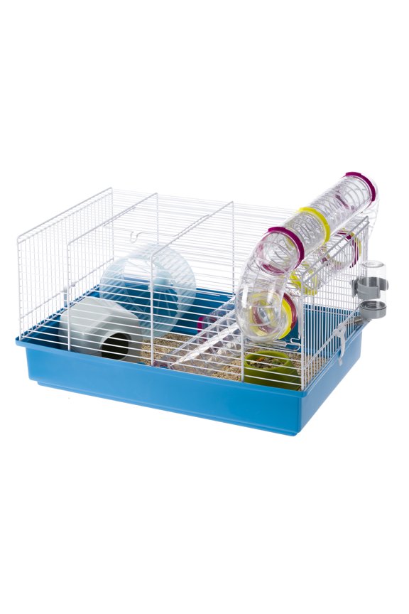 "Paula" Starter Hamster Cage | Includes ALL Accessories | 18.10L x 11.61W x 9.6H Inches, Blue & White