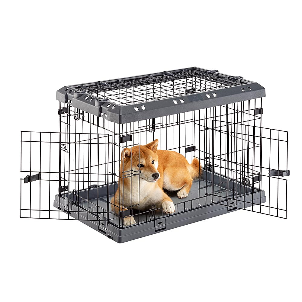 Ferplast Superior Hybrid ECO Dog Crate and Playpen, 30-inch Dog Crate, Gray