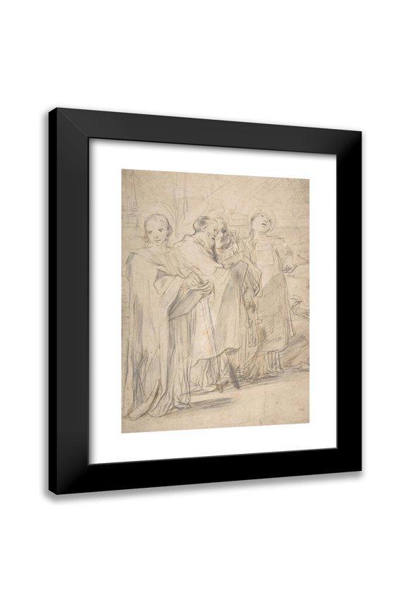 Ferraù Fenzoni 11x14 Black Modern Framed Museum Art Print Titled - Saints John the Evangelist, Paul, Peter, and Stephen (ca. 1590)