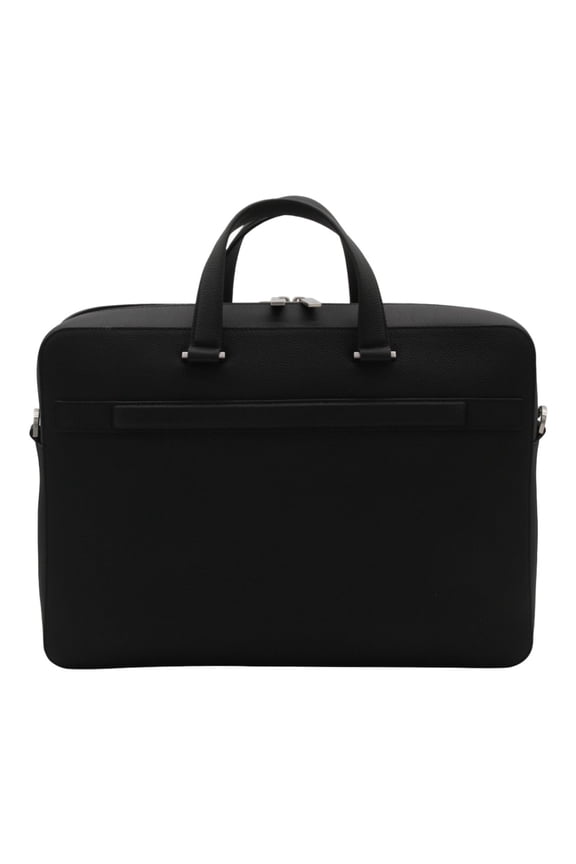 Men's Black Briefcase-Style Bag With Subtle Embossed Pattern Black