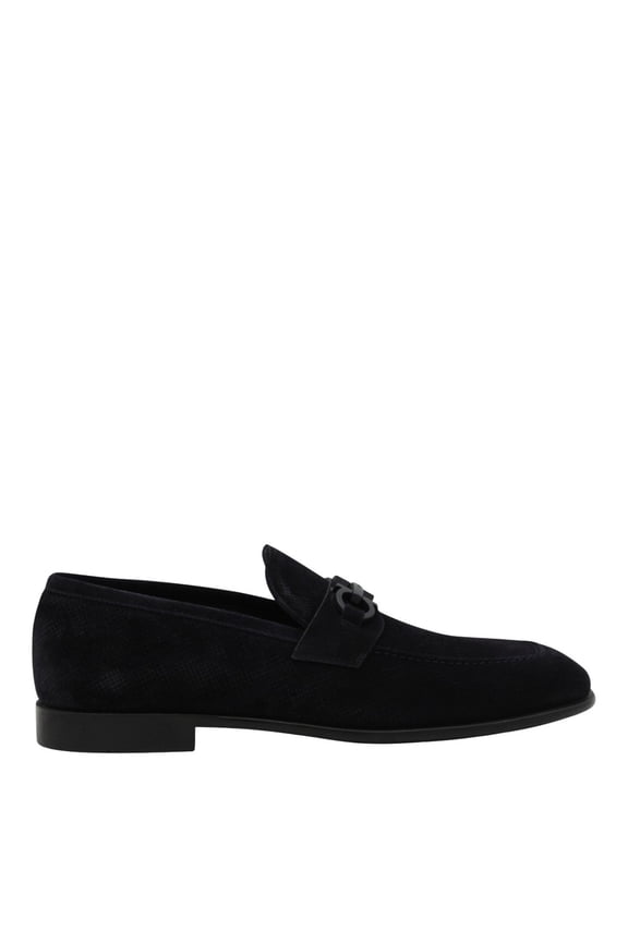 Textured Suede Black Flat Shoes Black (Men's)