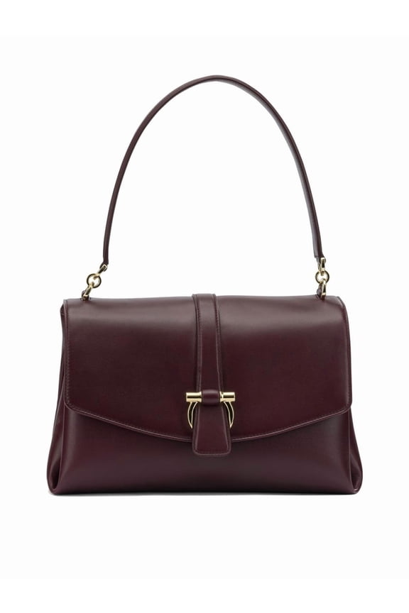 Women's Compact Burgundy Leather Handbag Black