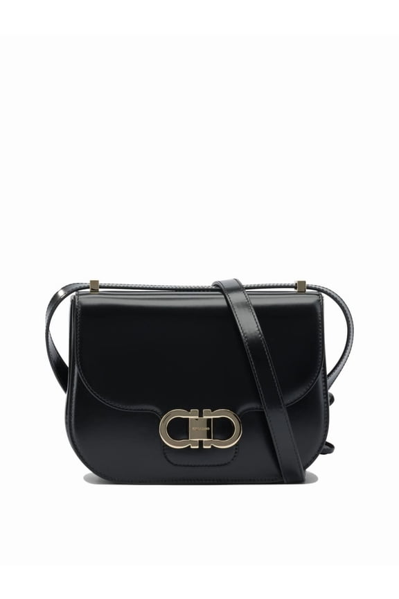 Women's Compact Leather Crossbody Bag Black
