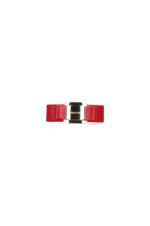 Women's Structured Bow Hair Clip In Red Calf Leather Red