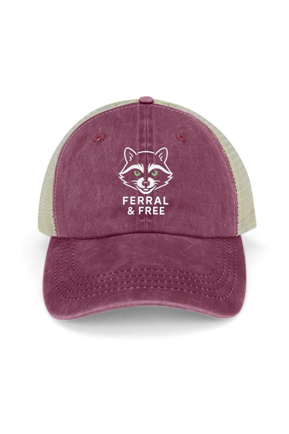 Ferral And Free Raccoon Wine Red Unisex Vintage Baseball Cap Washed Cotton Adjustable Dad Hat