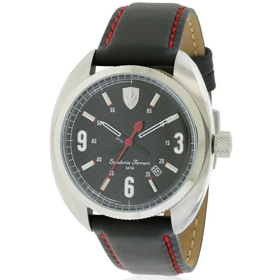 Ferrari 0830238 Male Black Leather 43MM Quartz Analog Watch