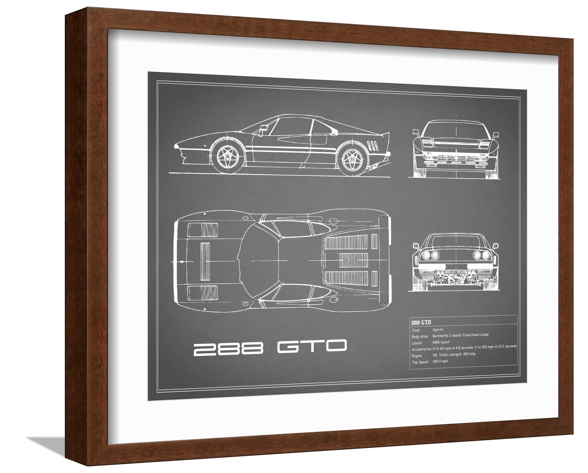 フェラーリ 288 GTO アート Art.com Ferrari 288-GTO-Grey Art Print by Mark Rogan, Black Frame