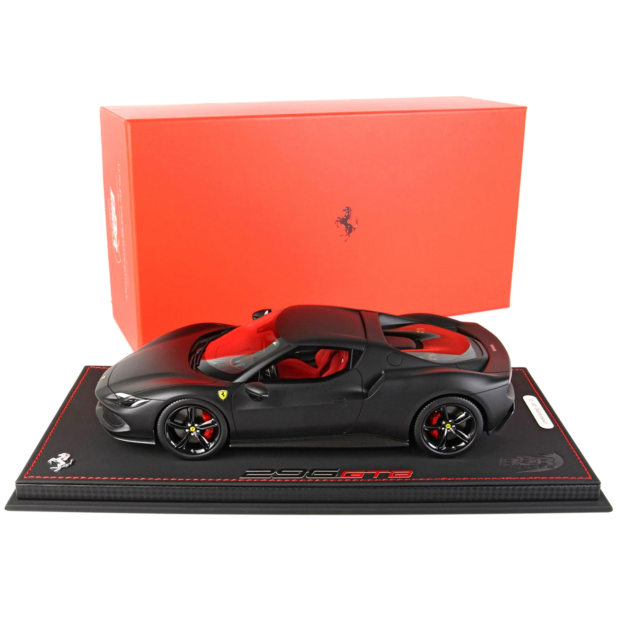 Ferrari 296 GTB Matt Black with DISPLAY CASE Limited Edition to 20 pieces  Worldwide 1/18 Model Car by BBR