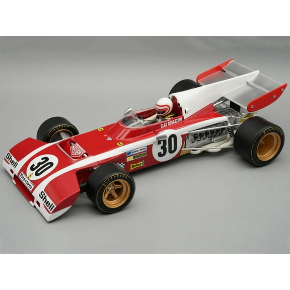 Ferrari 312 B2 #30 Clay Regazzoni F1 "Belgian GP" (1972) "Mythos Series" with Figure and Case 1/18 Model Car by Tecnomodel