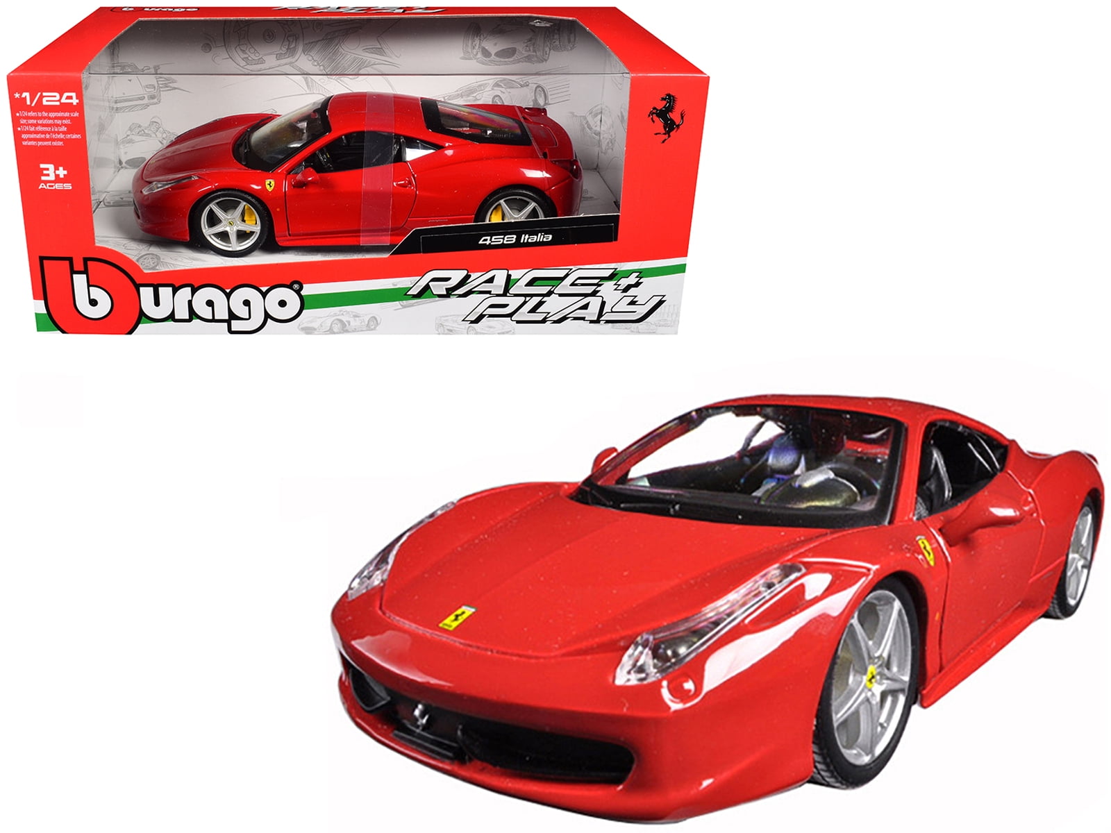 Bburago Ferrari 458 Italia Red 1/24 Diecast Model Car for Kids