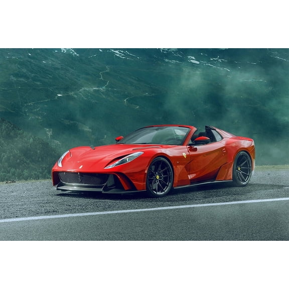 Ferrari 812 GTS N-Largo Red Car Art Wall Decor - 20x30 Inch Glossy Laminated Poster - Stunning Detail and Bold Colors