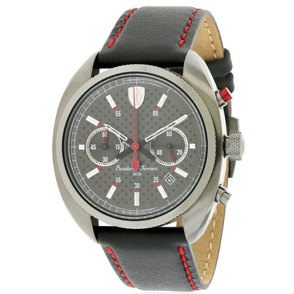 Ferrari 830209 Men's Formula Sportiva Grey Dial Black Leather Strap Chronograph Watch