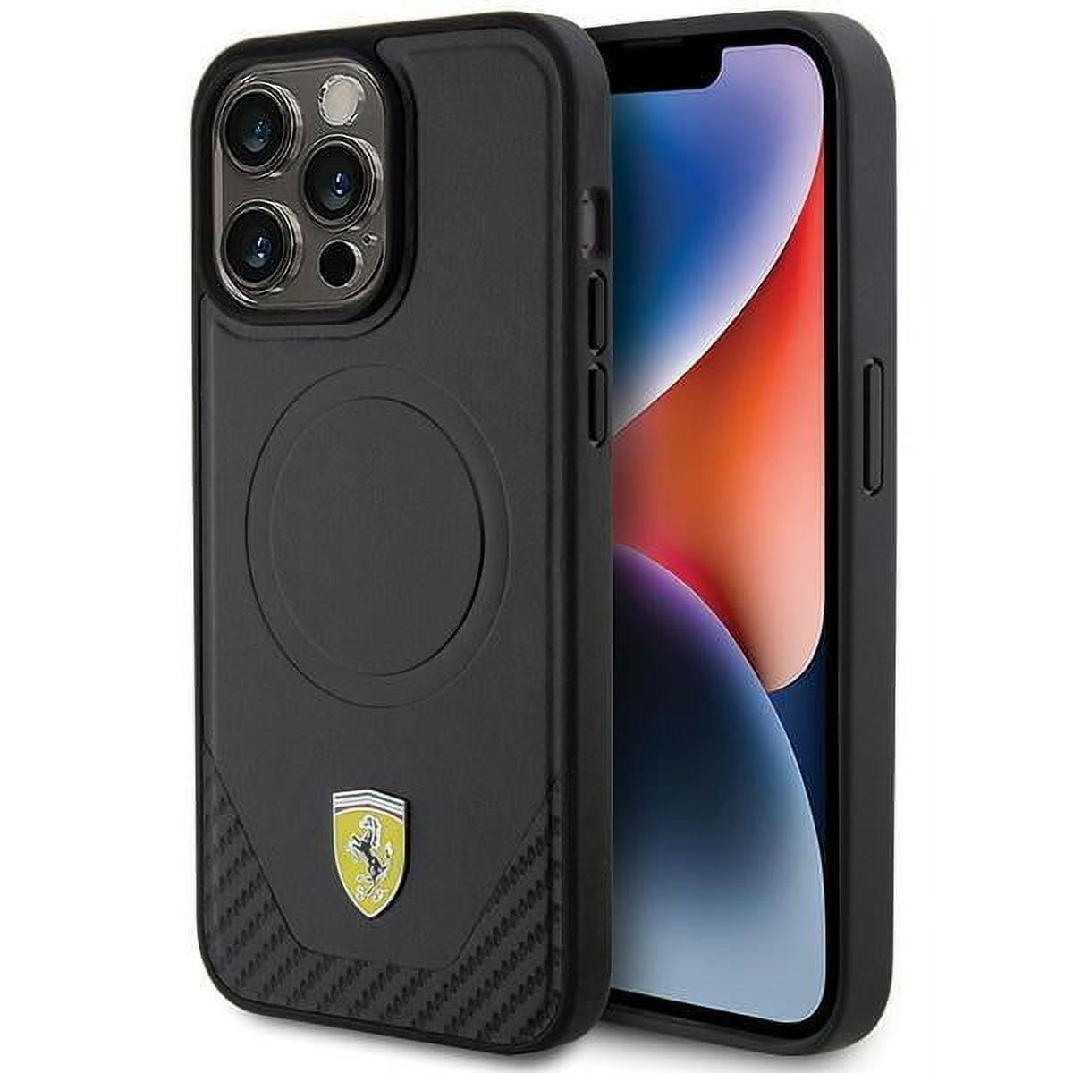 Ferrari Carbon Metal Logo Case with MagSafe for iphone 15