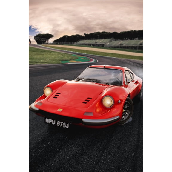 Ferrari Dino 246 GT Sports Car Racing Car Wall Art Home Decor - 12x18 Inch Laminated Poster - Stunning Detail and Bold Colors