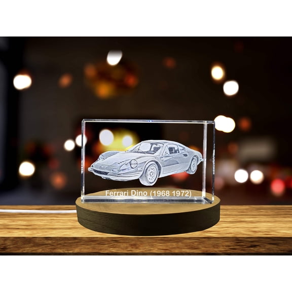 Ferrari Dino Iconic Supercar Collectible Crystal Sculpture | Stylish 1968-1972 Mid-Engine Innovation