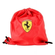 Ferrari Drawstring Backpack String Bag Sackpack Canvas for Gym Shopping Sport Yoga, Red/Black, L