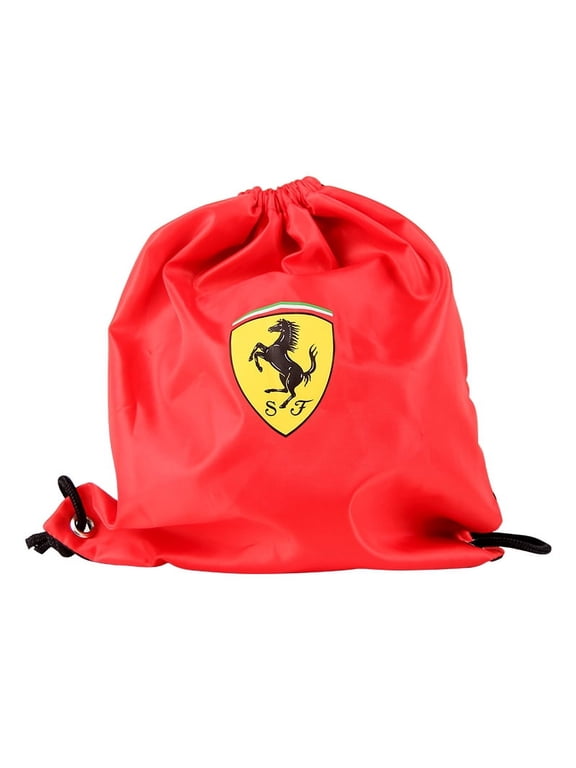 Drawstring Backpack String Bag Sackpack Canvas for Gym Shopping Sport Yoga, Red/Black, L