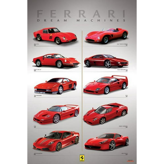 Rolled Poster Ferrari Dream Machines 24" x 36" Framed Poster