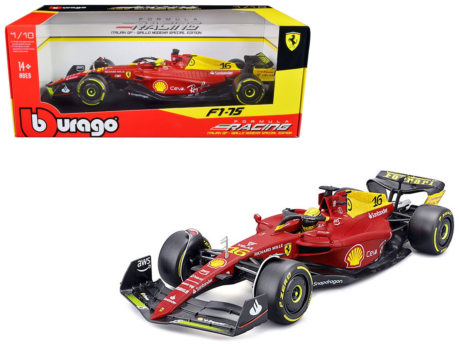 Ferrari F1-75 #16 Charles Leclerc Diecast Model - Italian GP 22