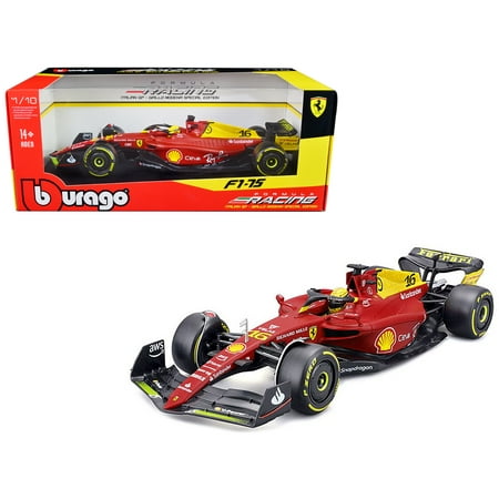 Ferrari F1-75 #16 Leclerc "Giallo Modena" 2nd Place F1 Italian GP (2022) "Formula Racing" 1/18 Diecast Model Car by Bburago