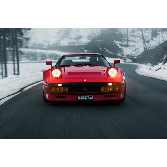 Ferrari GTO 1984 Sports Car Vintage Car Wall Art Home Decor - 12x18 Inch Laminated Poster - Stunning Detail and Bold Colors