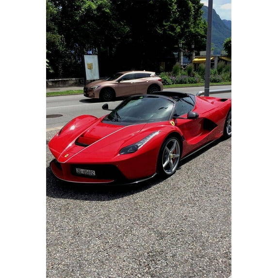 Ferrari LaFerrari Aperta Land Vehicle Landscape Wall Home Decor - 20x30 Inch Glossy Laminated Poster - Stunning Detail and Bold Colors