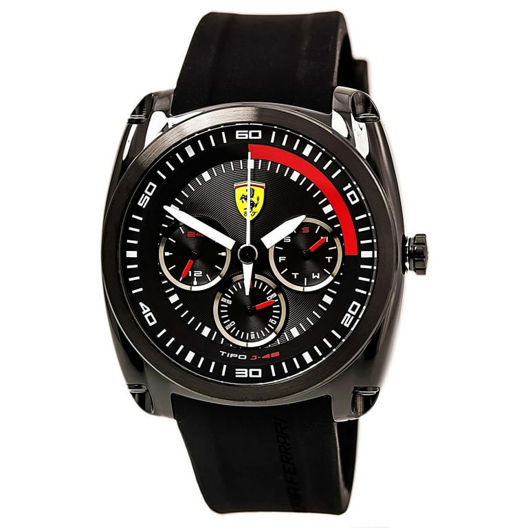 Ferrari Men s 0830320 Tipo J 46 Sports Black Dial Black IP Steel Black Silicone Strap Watch Walmart