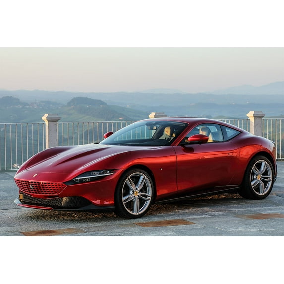 Ferrari Roma Luxury Red Sporty Car Wall Indoor - 20x30 Inch Laminated Poster - Stunning Detail and Bold Colors