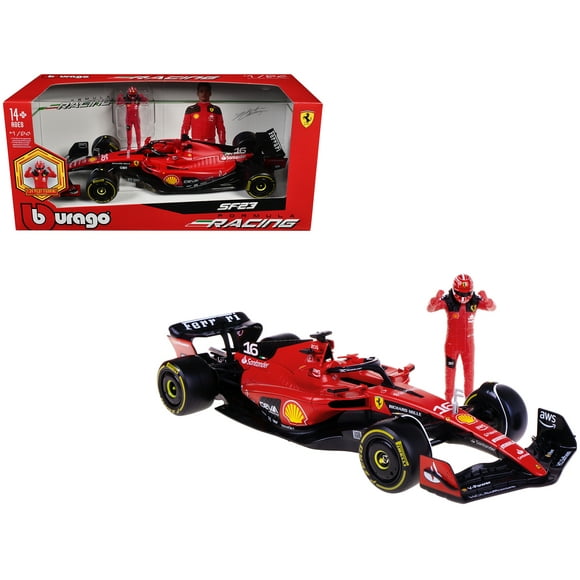 Ferrari SF-23 #16 Charles Leclerc "F1 World Championship" (2023) with Driver Figure 1/24 Die Cast Model Car by Bburago