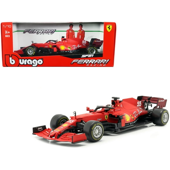 Ferrari SF21 #55 Carlos Sainz Formula One F1 Car "Ferrari Racing" Series 1/18 Diecast Model Car by Bburago