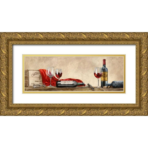 Ferrari, Sandro 32x14 Gold Ornate Wood Framed with Double Matting Museum Art Print Titled - Grand Cru Wines