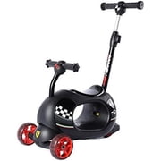 Ferrari Scooter. A-Use as City Trike. B-Foot to Floor for Sliding While Enhancing Leg Strength. C-3 Wheels Scooter. D-Rocking Horse - Round Shape Design Creating Rocking Effect