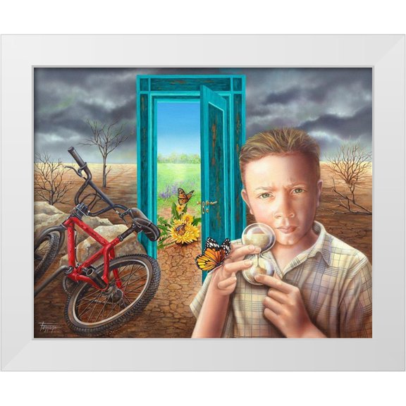 Ferraro 14x12 White Modern Wood Framed Museum Art Print Titled - Grandma-When are the Trees Coming Back