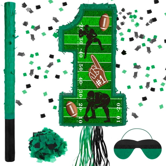 Ferraycle Football Number 1 Pinata for 1st Birthday Party Decorations Pinata Birthday Party Supplies for Boys with Blindfold Stick Confetti Y102