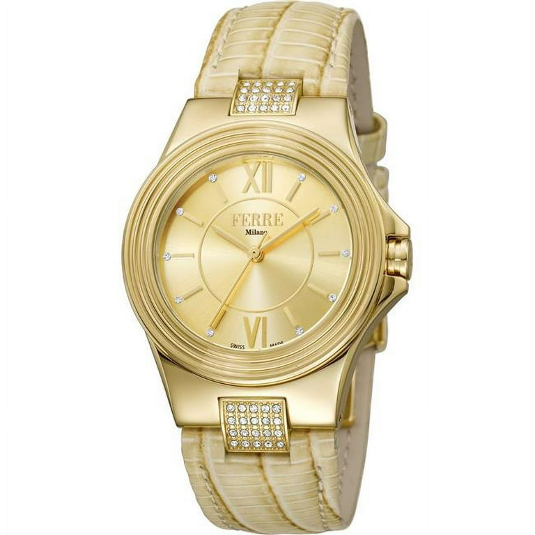 Ferre Milano FM1L050L0011 Womens Swiss Made Quartz Gold Calfskin