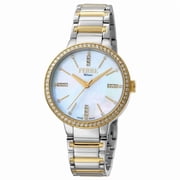 Ferre Milano FM1L084M0101 Womens Swiss Made Quartz Two Tone Gold Bracelet Watch with White Mother of Pearl Dial