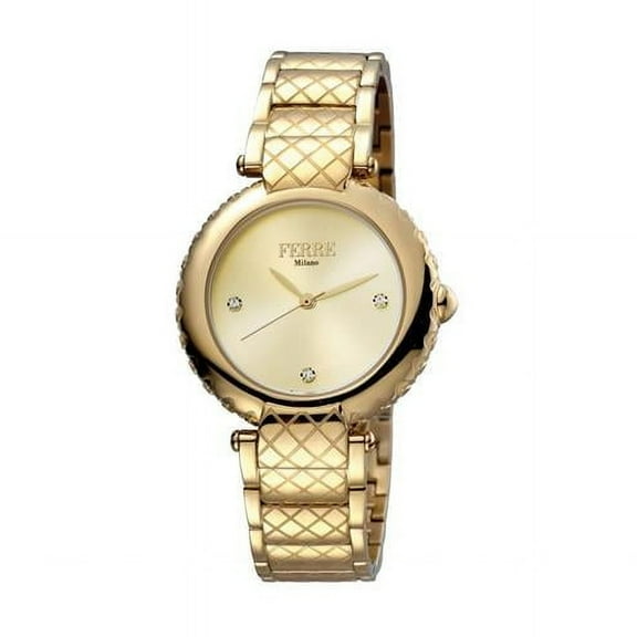 Ferre Milano FM1L099M0061 Womens Swiss Made Quartz Gold Bracelet Watch with Gold Dial