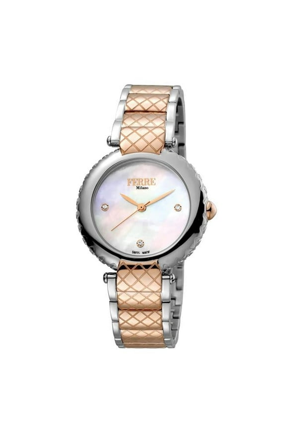 FM1L099M0091 Womens Swiss Made Quartz Two Tone Rose Gold Bracelet Watch with White Mother of Pearl Dial