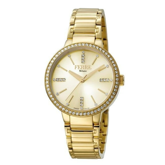 Ferre Milano Womens Swiss Made Quartz Gold Bracelet Watch with Gold Dial