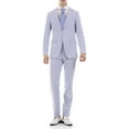 thumbnail image 1 of Ferrecci Men’s Blue Seersucker Striped Slim Fit 2 Piece Notch Lapel Cotton Suit with Marbled Buttons (34 Short), 1 of 7