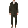 thumbnail image 1 of Ferrecci Men's Bradford Hunter Green Slim Fit Notch Lapel 3 Piece Vintage Tweed Heritage Suit Set - Blazer Jacket, Vest and Pants (40 Short), 1 of 7