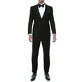 thumbnail image 1 of Ferrecci Men's Bronson Black Slim Fit Notch Collar Lapel 2 Piece Tuxedo Suit Set - Tux Blazer Jacket and Pants (52 Regular), 1 of 8