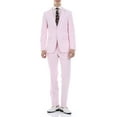 thumbnail image 1 of Ferrecci Men’s Pink Seersucker Striped Slim Fit 2 Piece Notch Lapel Cotton Suit with Marbled Buttons (40 Short), 1 of 7
