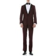 thumbnail image 1 of Ferrecci Men's Reno Burgundy Slim Fit Shawl Collar Lapel 2 Piece Tuxedo Suit Set - Tux Blazer Jacket and Pants (48 Long), 1 of 8