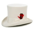 thumbnail image 1 of Ferrecci Satin Lined White Wool Top Hat with Grosgrain Ribbon and Removable Feather - Unisex, Men, Women (X-Large 61cm-7 5/8), 1 of 5